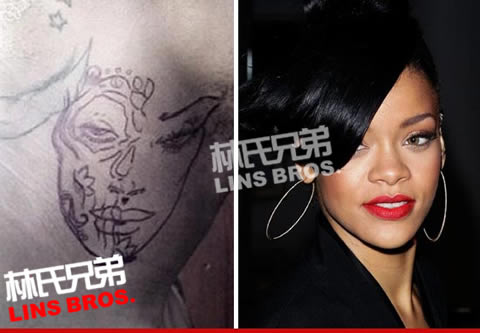 Chris Brown把Rihanna的脸图案纹身在脖子上？ (照片)