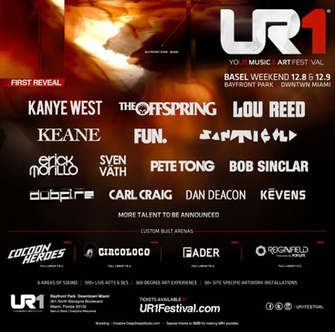 Kanye West将作为迈阿密UR1 Music Festival 音乐节头号嘉宾演出 (图片)