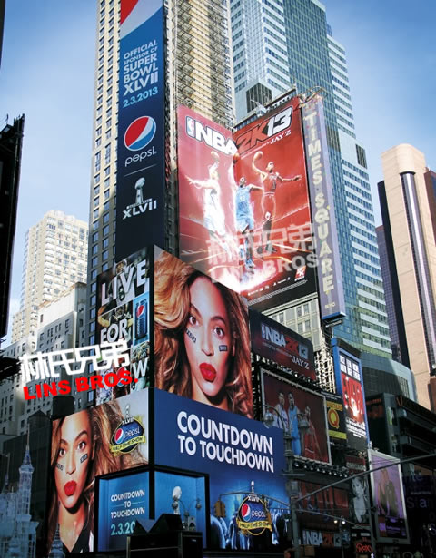 Beyonce广告和Jay Z执行的产品广告同时登上时代广场天价广告位 (图片)