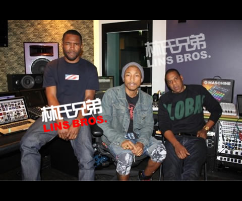 Jay Z, Pharrell & Frank Ocean在录音室里 (照片)
