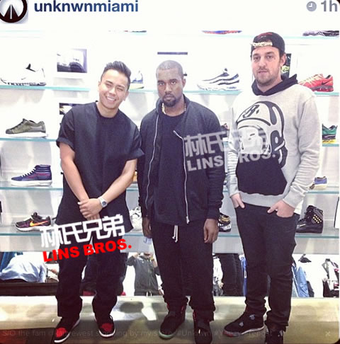 Kanye West拜访勒布朗LeBron James迈阿密Unknwn潮流商店 (照片)
