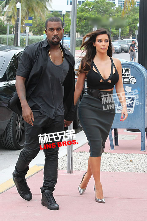 Kanye West和女友Kim Kardashian前往迈阿密Prime 112用餐 (照片)