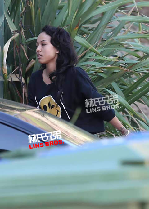 Karrueche被拍摄到Party后，第二天早上从Chris Brown的家离开 (照片)