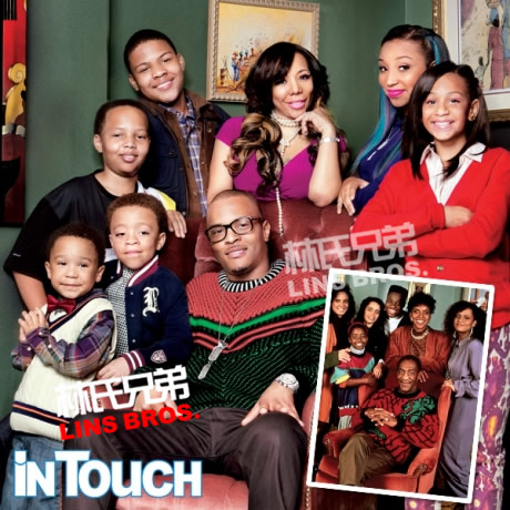 T.I.与妻子和6个孩子为InTouch杂志拍摄全家福 (照片)