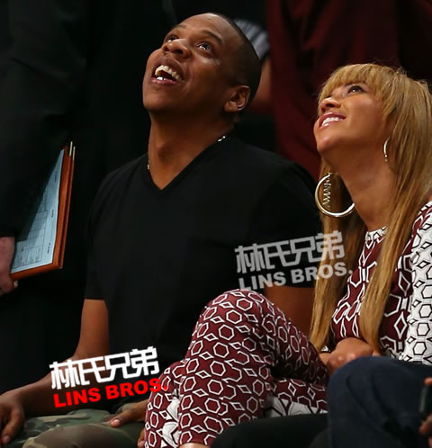 Jay Z与妻子Beyonce来到Barclays中心观看布鲁克林网队Vs.多伦多猛龙比赛 (照片)