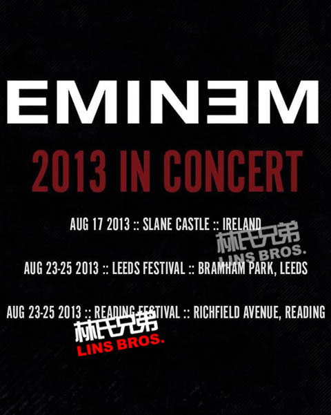 Eminem将在2013年去爱尔兰和英国演出 日程安排公布 (图片)