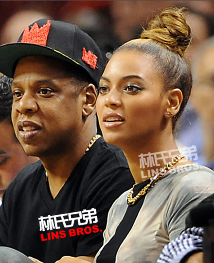 Jay Z和妻子Beyonce观看NBA迈阿密热火Vs.亚特兰大老鹰比赛 (照片)