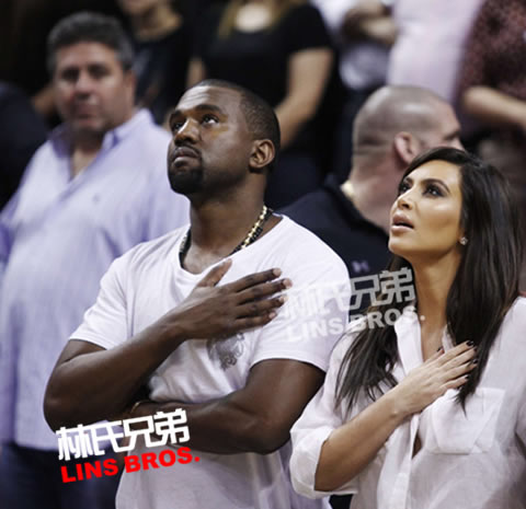 Kanye West和女友Kim K.遇到Diddy在迈阿密热队 Vs. 纽约尼克斯队比赛 (照片)