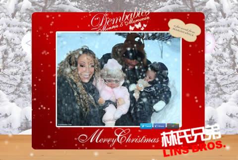 Mariah Carey和老公Nick Cannon双胞胎儿女Roc & Roe圣诞节玩雪 (照片)