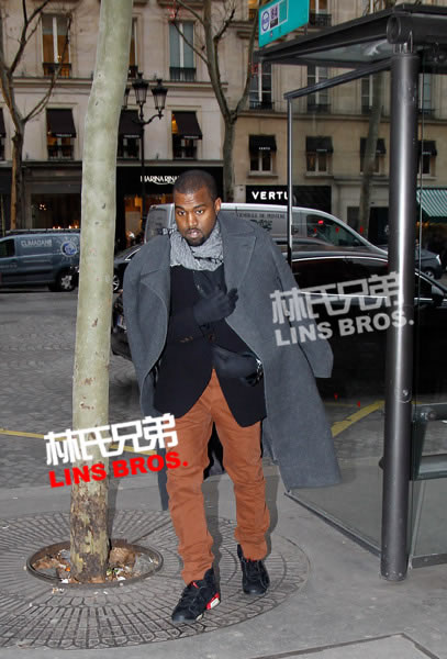 Kanye West和怀孕女友Kim Kardashian卡戴珊在巴黎 (照片)
