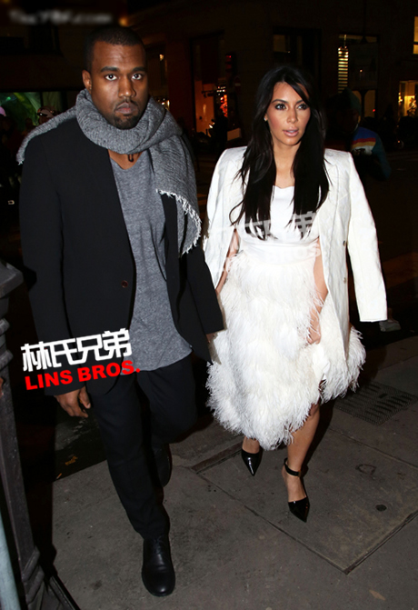 Kanye West x 怀孕女友Kim Kardashian巴黎奢侈品店购物 (照片)