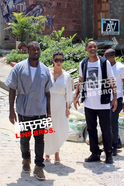 Will Smith, Kanye West和怀孕女友Kim Kim Kardashian游玩巴西 (照片)