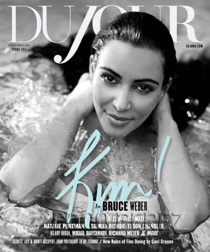 Kanye West女友卡戴珊Kim K.怀孕后首次登上杂志DuJour封面 (照片)