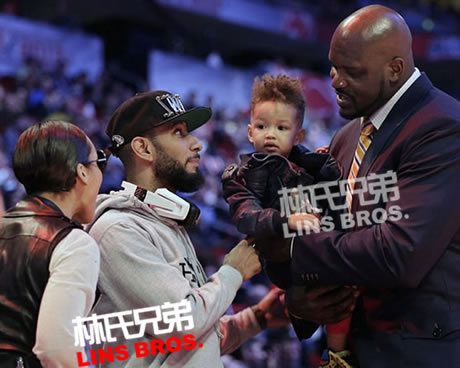 Alicia Keys,老公Swizz Beatz 儿子Egypt, 奥尼尔在2013 NBA全明星周末现场 (照片)