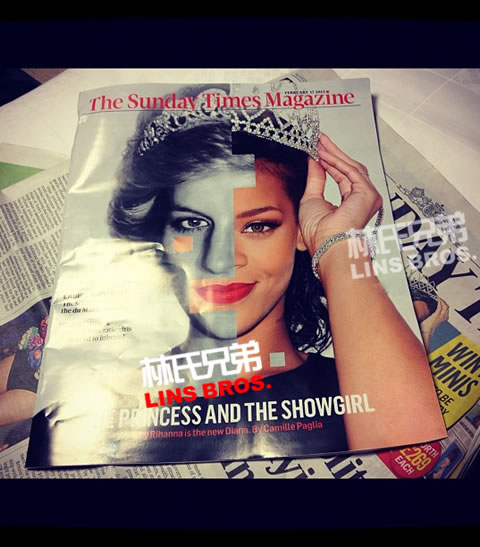 Rihanna变成新戴安娜王妃与戴安娜一起登上The Sunday Times杂志封面 (照片)