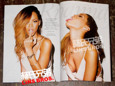 Rihanna与拍摄Rollingstone杂志照片 