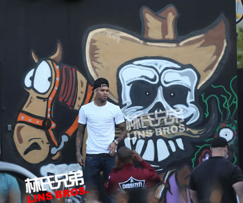 Chris Brown再秀涂鸦艺术才华..在迈阿密作画 (6张照片)