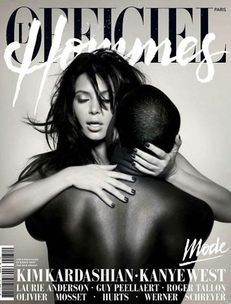 Kanye West和女友Kim Kardashian登上LOfficiel Hommes杂志内页照片