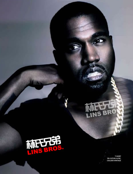 Kanye West和女友Kim Kardashian登上LOfficiel Hommes杂志内页照片