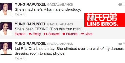 Azealia Banks“攻击”Rita Ora...称她是Rihanna替补 & Thirsty (图片)