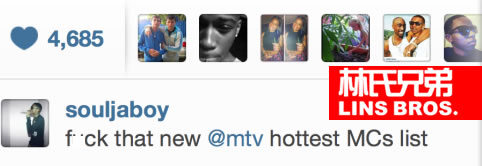 Soulja Boy认为MTV Hottest MC榜单是Bullsh*t 没有公信力 (图片)