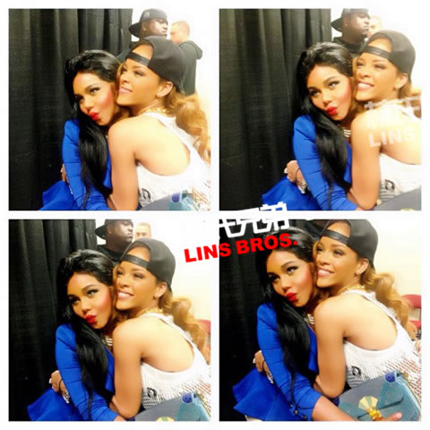 Rihanna遇见Lil Kim..不知道谁亲了RiRi脸颊..Rihanna也亲了他 (13张照片)