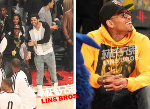 不比不知道，Drake和Chris Brown在NBA球场边，哪个有型? (4组照片)