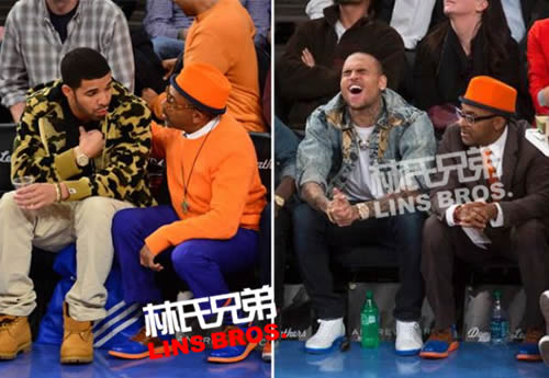 不比不知道，Drake和Chris Brown在NBA球场边，哪个有型? (4组照片)