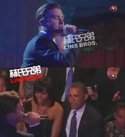 Justin Timberlake在美国总统面前唱歌..奥巴马和夫人和他一起唱 (视频)