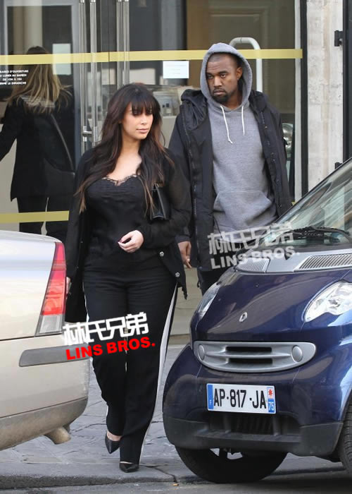 Kanye West和怀孕女友Kim Kardashian巴黎采购婴儿用品 (7张照片)