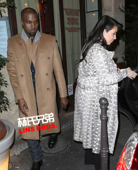 怀孕卡戴珊和男友Kanye West离开巴黎饭店 (10张照片)