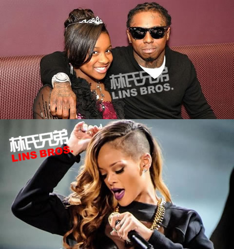 Lil Wayne女儿和前妻遇见Rihanna..演唱会后台 (8张照片)