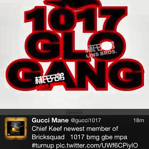 Gucci Mane把芝加哥说唱歌手Chief Keef签入Bricksquad厂牌 (2张图片)