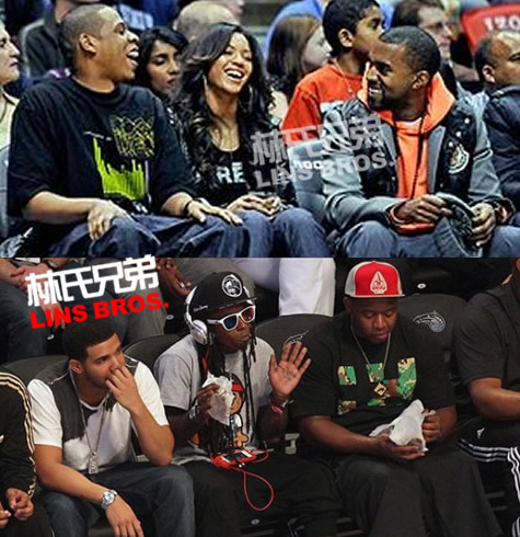 明星打篮球：Eminem, Jay Z, Lil Wayne, Kanye West, Snoop Dogg, Justin Bieber等 (15张照片)