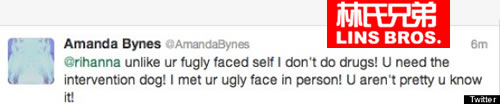 Rihanna回应好莱坞女星Amanda Bynes侮辱性攻击..Amanda也继续回击 (2张图片)