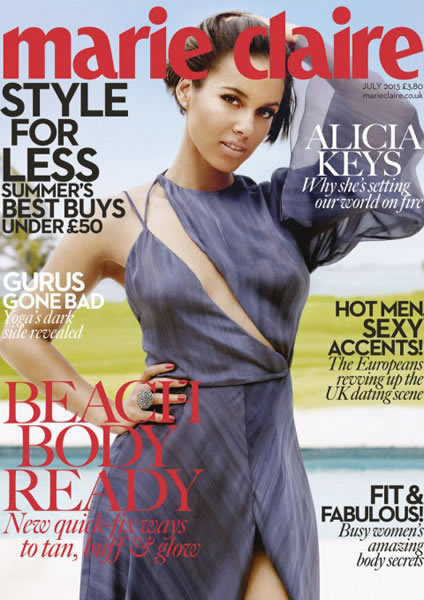 Alicia Keys登上Marie Claire杂志封面..对老公Swizz Beatz第一印象不是很好 (3张照片)