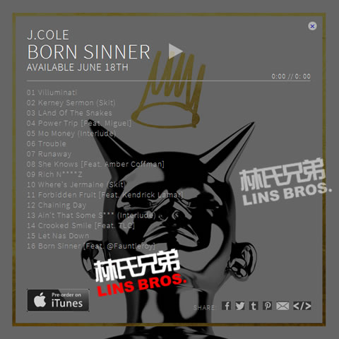 Jay Z徒弟J. Cole送出新专辑Born Sinner全部歌曲在线试听 (16首歌曲/音乐)