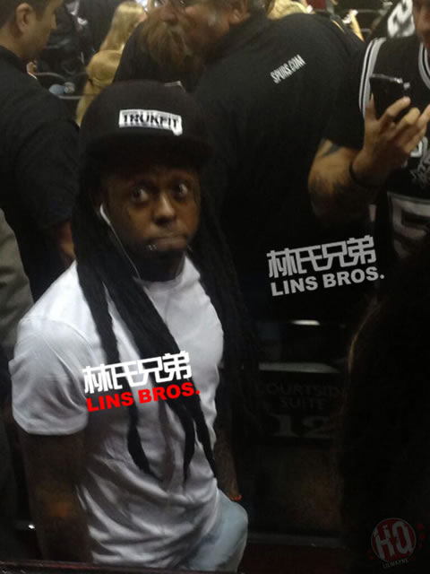 篮球是Weezy的生命..Lil Wayne观看马刺队Vs.热火队NBA总决赛第5场比赛 (11张照片)