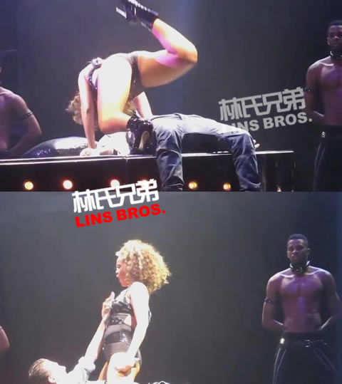 这位兄弟很幸福! Rihanna给他跳前所未有的调情舞蹈..按他在地抓着他手放在胸部 (视频)