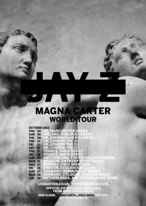 Jay Z 无可阻挡!! 和Justin Timberlake联合演唱会不够..宣布Magna Carta欧洲演唱会