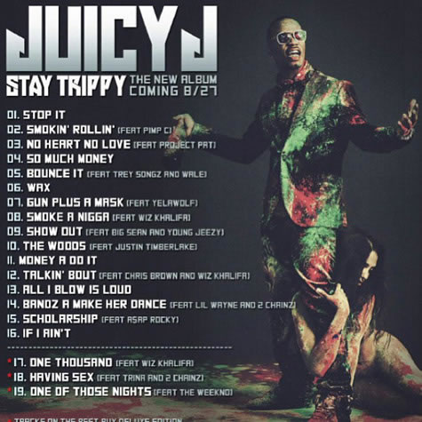 Wiz Khalifa艺人Juicy J发布新专辑Stay Trippy官方封面和歌曲/豪华客串嘉宾名单 (图片)