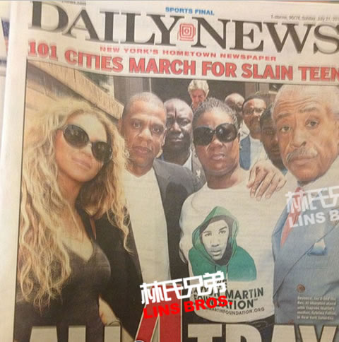 Jay Z和老婆Beyonce在纽约集会现场支持Trayvon Martin更多照片 (7张)