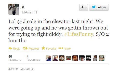 Diddy 和兄弟Jay Z的徒弟J.Cole 打架？肢体冲突？(报道/图片)