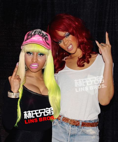 Hi Nicki! Rihanna喜欢好姐妹Nicki Minaj的巨乳身材..向她Shout Out (照片)