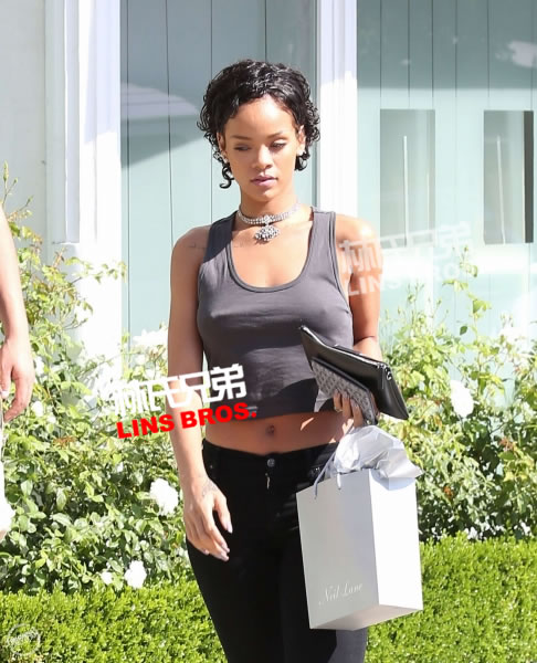 从上到下全透明..Rihanna 性感着装出现在洛杉矶夜店Party (10张照片)