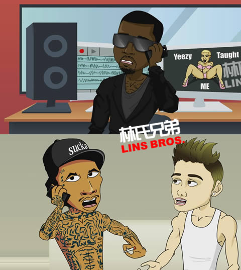 Yeezy taught me.. Kanye West报仇Wiz Khalifa.. Justin Bieber友情出演 (恶搞卡通片)