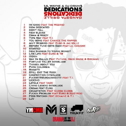 Lil Wayne 发布最新Mixtape：Dedication 5 官方歌曲名单+发布时间 (图片)