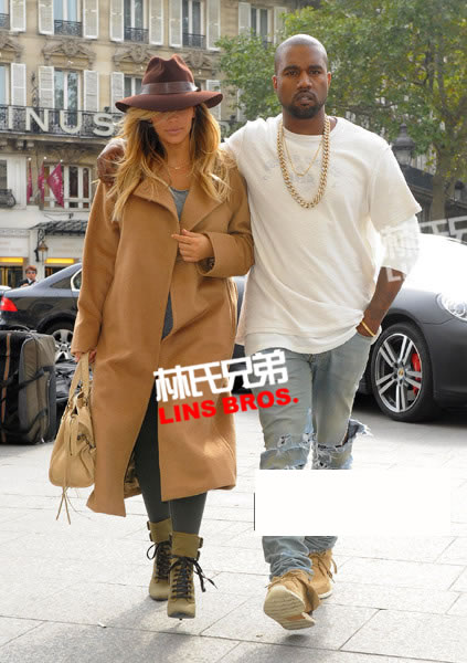 Kanye West和Kim Kardashian逃离美国前往巴黎时装周 (4张照片)