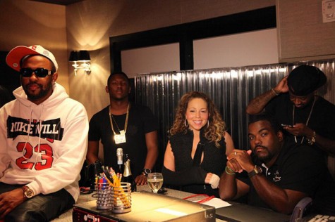 超级巨星玛丽亚·凯莉与嘻哈传奇Nas在录音室里 (照片)