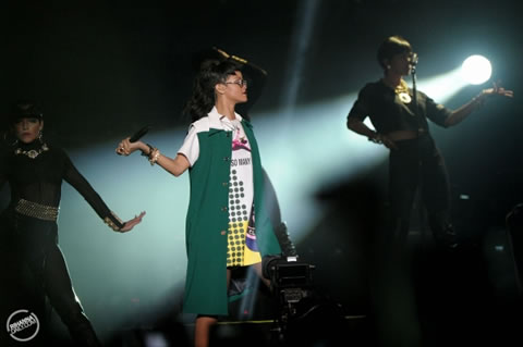 走遍亚洲! Rihanna在2013 F1新加坡大奖赛演出..又做出挑衅动作 (12张照片)